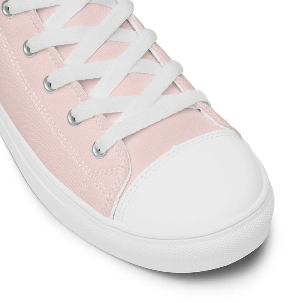 Pale Pink Men's Sneakers, Solid Color Modern Minimalist Canvas Fashion Tennis Shoes For Men