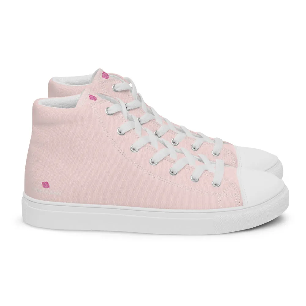 Pale Pink Men's Sneakers, Solid Color Modern Minimalist Canvas Fashion Tennis Shoes For Men