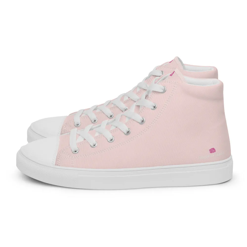 Pale Pink Men's Sneakers, Solid Color Modern Minimalist Canvas Fashion Tennis Shoes For Men