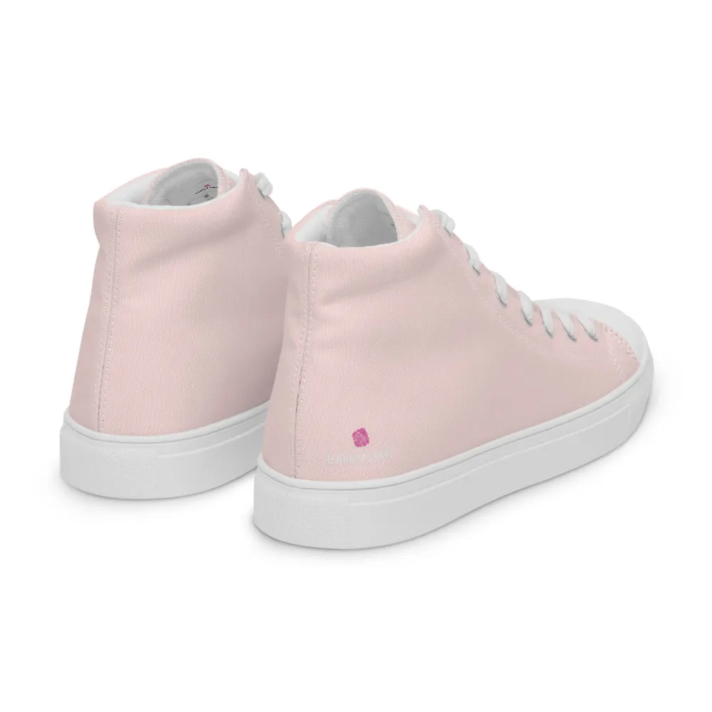 Pale Pink Men's Sneakers, Solid Color Modern Minimalist Canvas Fashion Tennis Shoes For Men