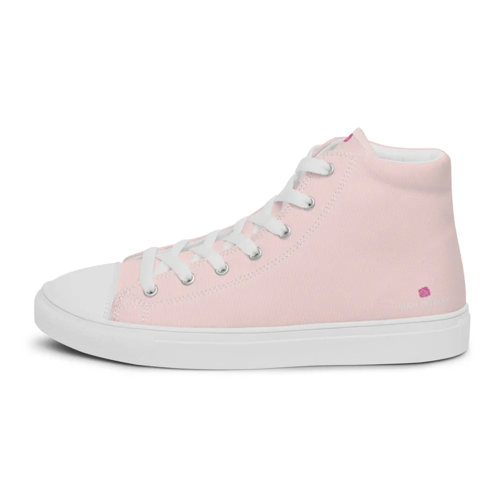 Pale Pink Men's Sneakers, Solid Color Modern Minimalist Canvas Fashion Tennis Shoes For Men