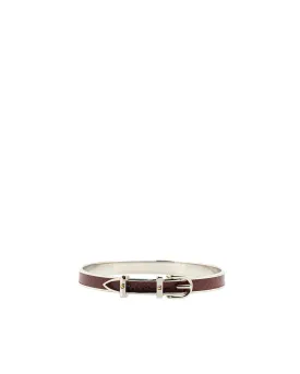 Palladium Plated Leather Belt Buckle Bangle Bracelet