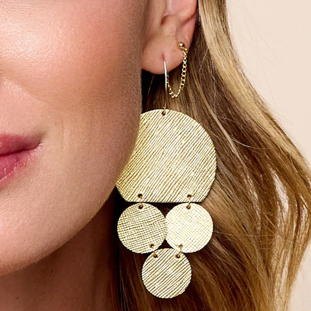 Paloma Leather Earrings in Gold Luster