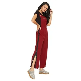 PANIT Women's Solid dungarees with side stripes