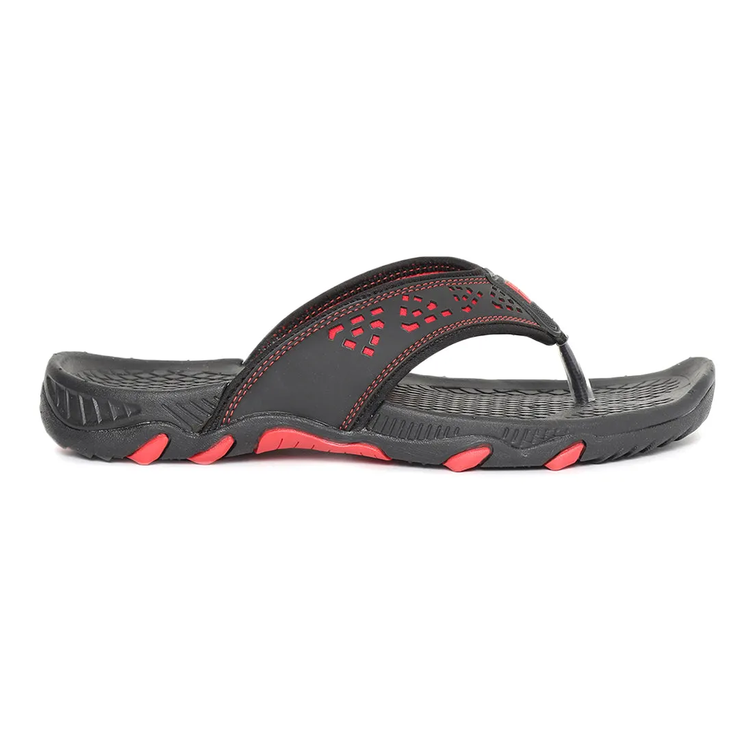 Paragon Black and Red Ultra-Durable Everyday Flip Flops for Men