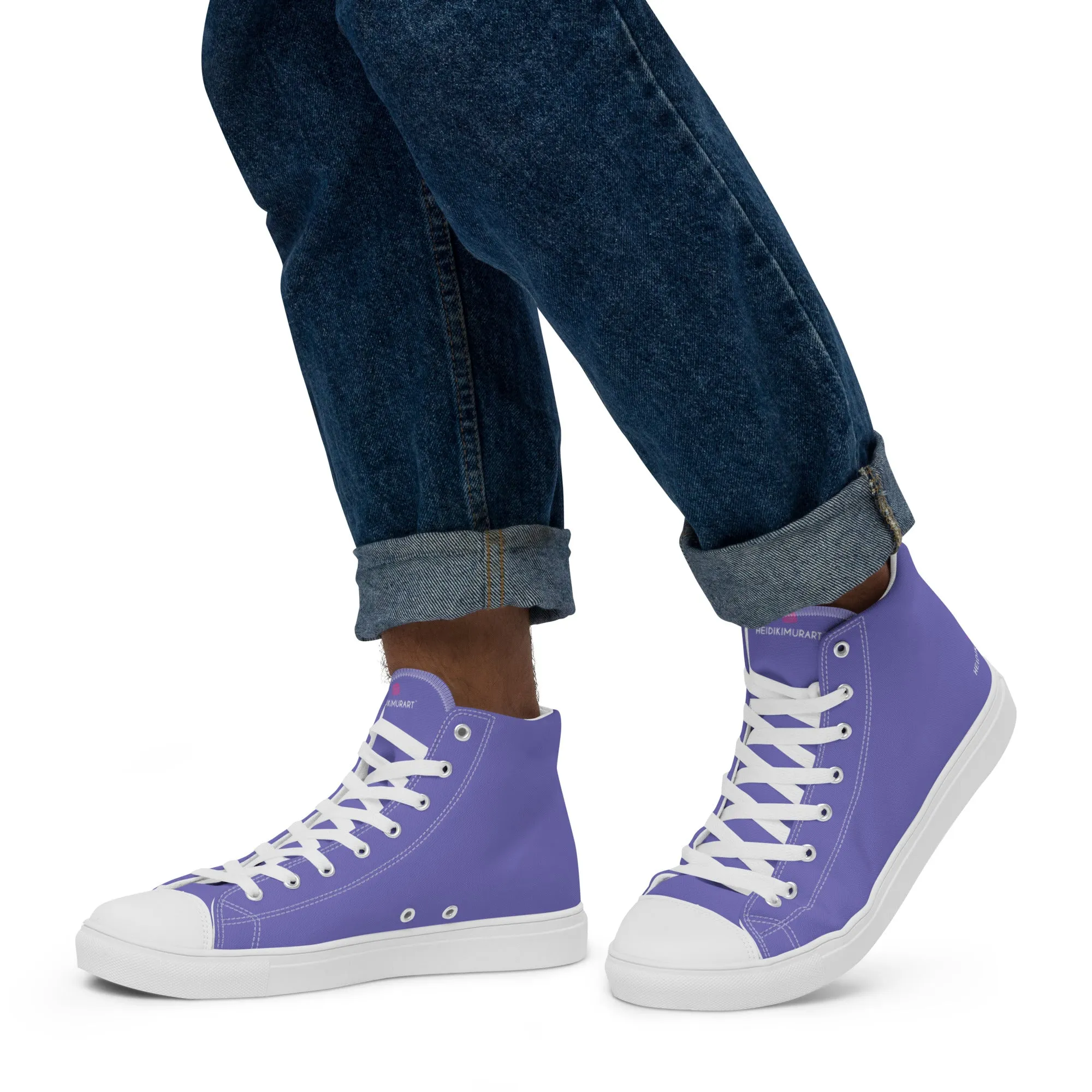 Pastel Purple Men's Sneakers, Modern Minimalist Designer Men's High Top Tennis Shoes  (US Size: 5-13)