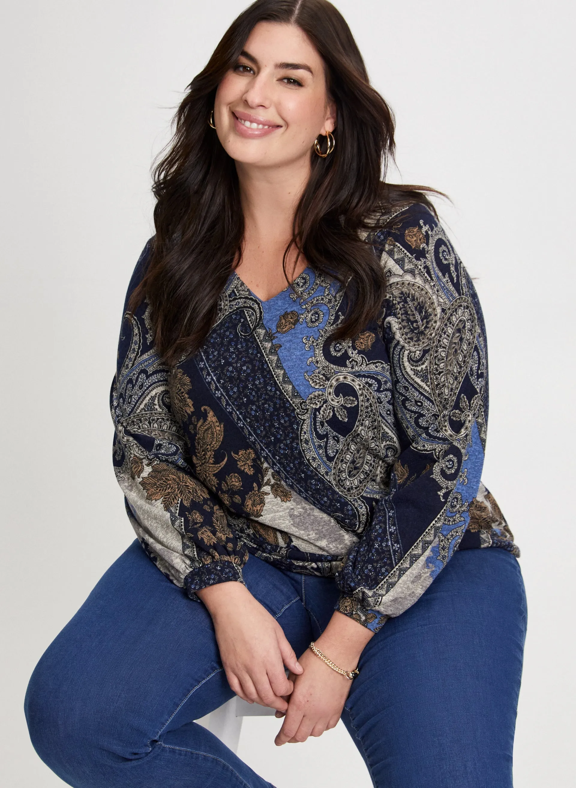 Patchwork Paisley Print Top