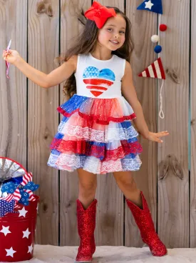 Patriotic Lace-Tiered Tutu Dress