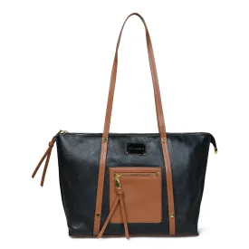 Pelle Luxure Black PU Tote Bag – Spacious and Stylish