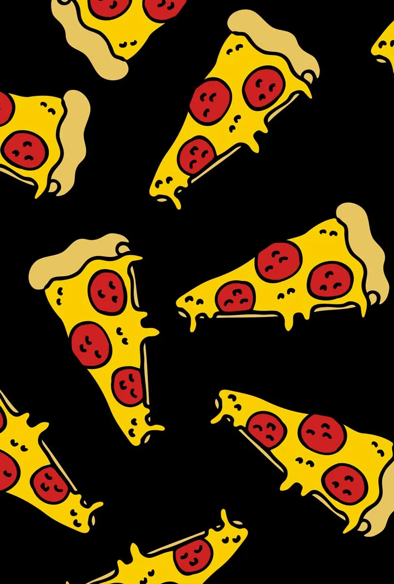 Pepperoni Lucy Black Pizza Printed Cute Leggings - Girls