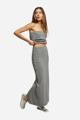 Perfect White Tee Aja Rib Maxi Skirt in Heather Grey