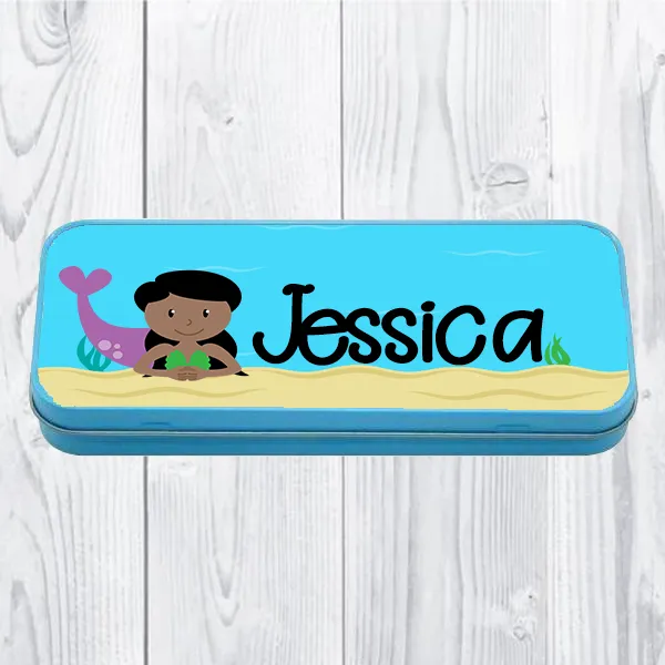 Personalised Printed Mermaid School Pencil Tin