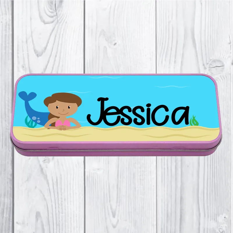 Personalised Printed Mermaid School Pencil Tin