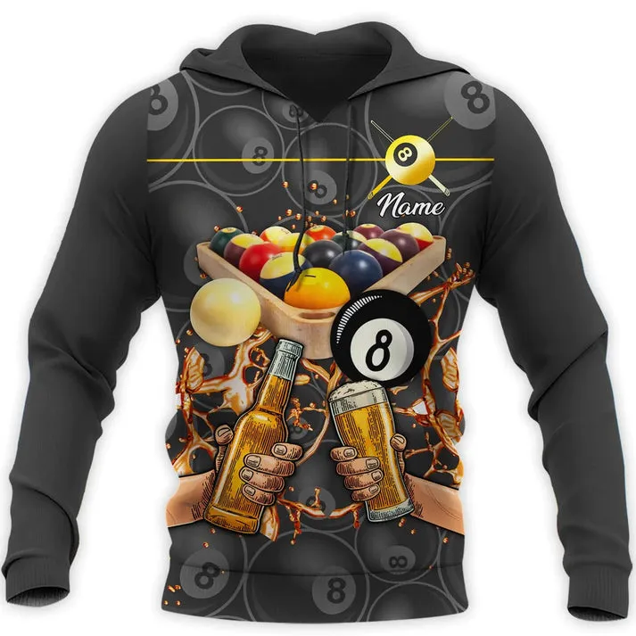 Personalized 3D All Over Print Billiard And Beer Shirt, Billiard Beer Sweatshirt Hoodie Men Women Billiard