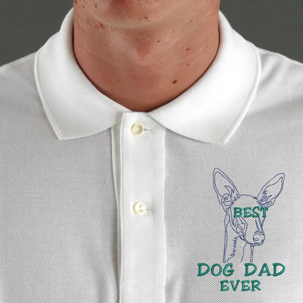 Personalized Best Italian Greyhound Dog Dad Ever Embroidered Polo Shirt, Custom Polo Shirt with Dog Name, Best Gifts For Greyhound Lovers