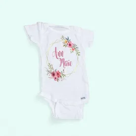 Personalized Onesie  - Baby Bodysuit personalized -  Name wreath Onesie - Baby shower gift -  Home coming baby onesie  - Custom onesie