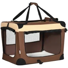 Pet Carrier, Foldable Cat Carrier Dog Bag with Cushion, for Small Dogs and Cats, 50 x 70 x 51 cm, Brown