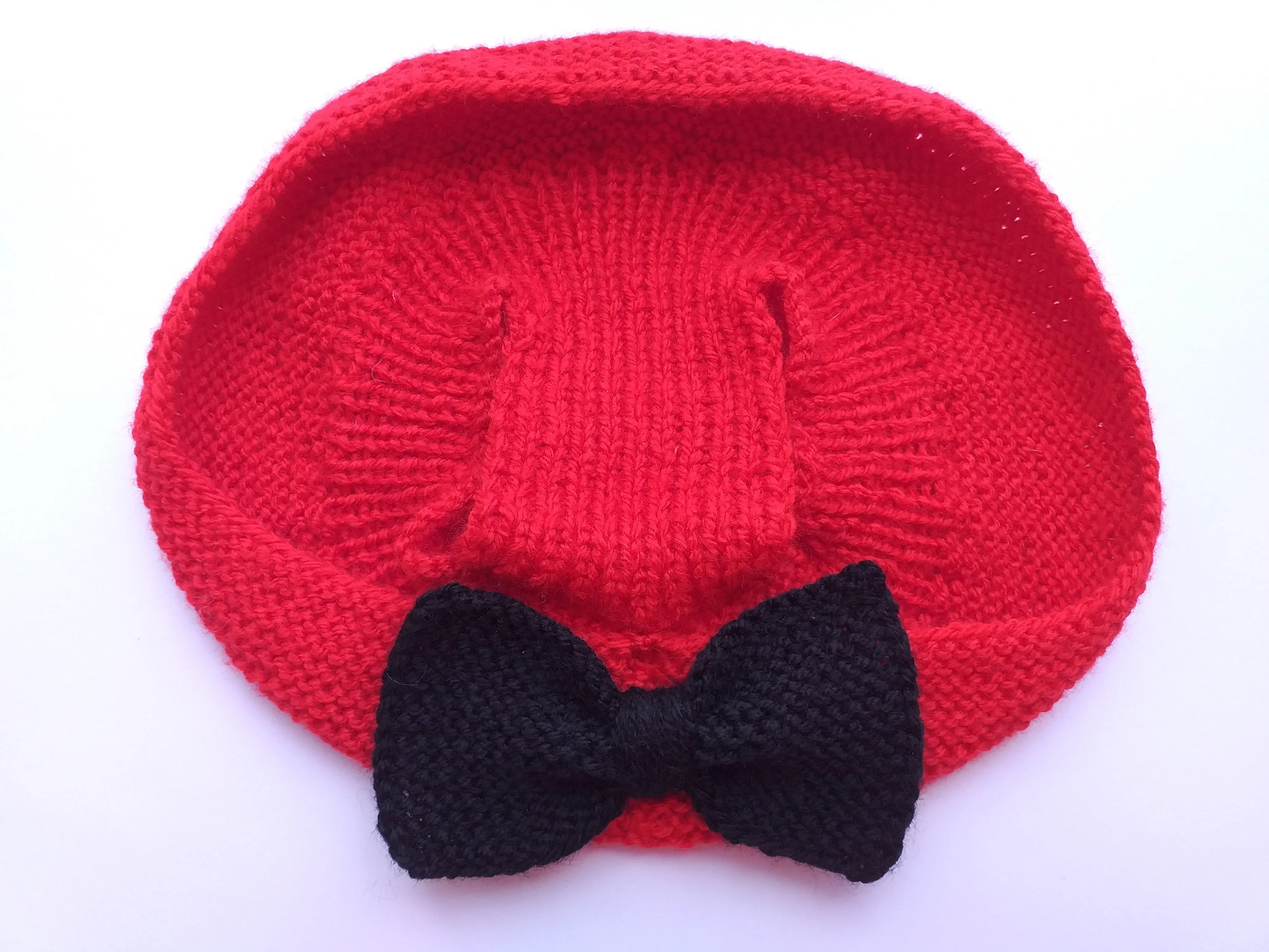 Pet clothes red summer hat with black bow, panama for dachshund