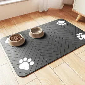 Pet Feeding Mat - Absorbent Quick-Dry Placemat for Dog and Cat Food & Water Bowls with Waterproof Rubber Backing