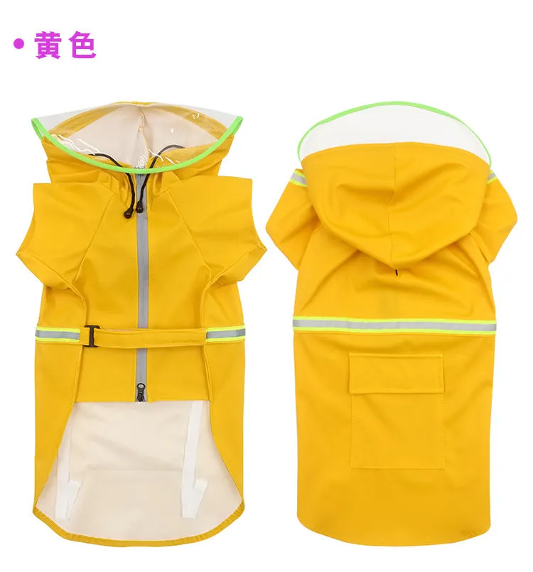 Pet waterproof raincoat pet clothing with reflective strips