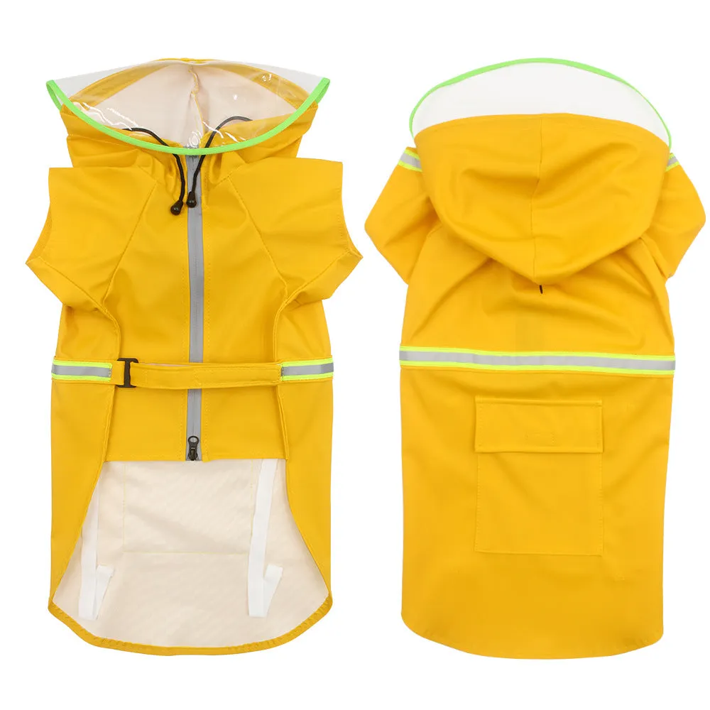 Pet waterproof raincoat pet clothing with reflective strips