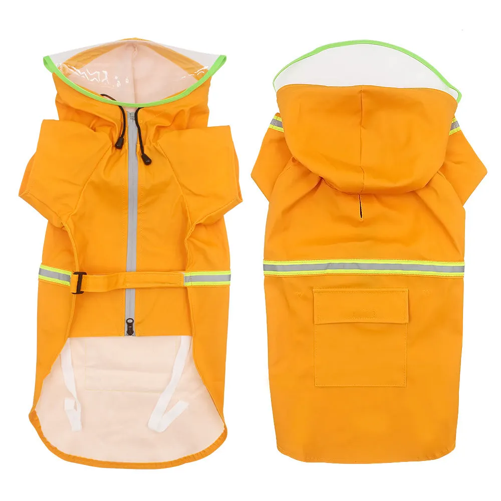 Pet waterproof raincoat pet clothing with reflective strips