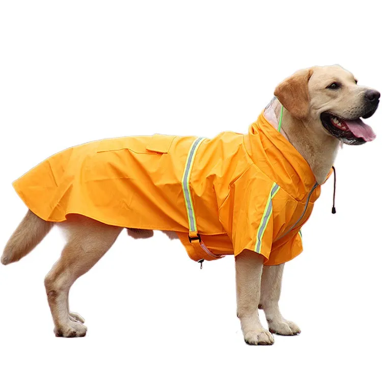 Pet waterproof raincoat pet clothing with reflective strips