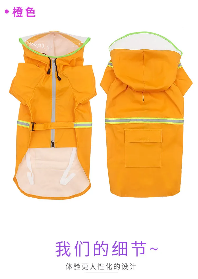 Pet waterproof raincoat pet clothing with reflective strips