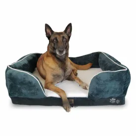 Petter World Convoluted & HD Foam Base with Bolster Orthopedic Sofa Bed for Dogs and Cats (Bottle Green)