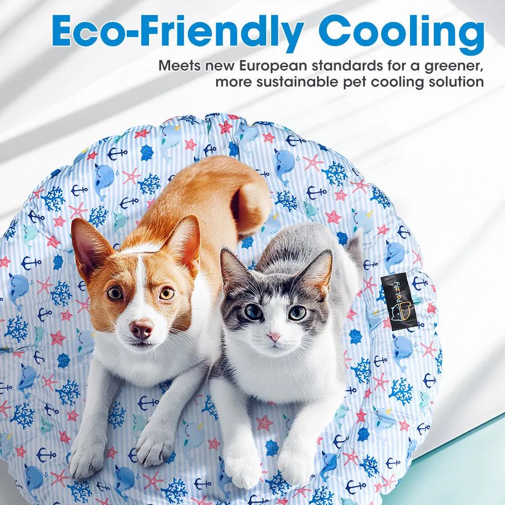 Petzly Pet Cool Gel Mat Dog Cat Bed Non-Toxic Cooling Dog Summer Pad Round 62CM