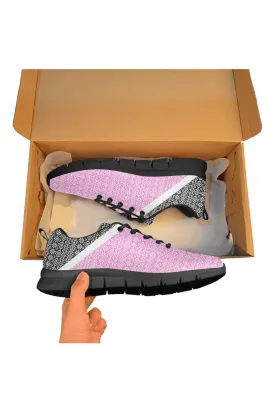 Pink & Black Aztec Women's Breathable Running Shoes (Model 055)