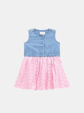 Pink Denim Short Sleeve Dress (2-7)