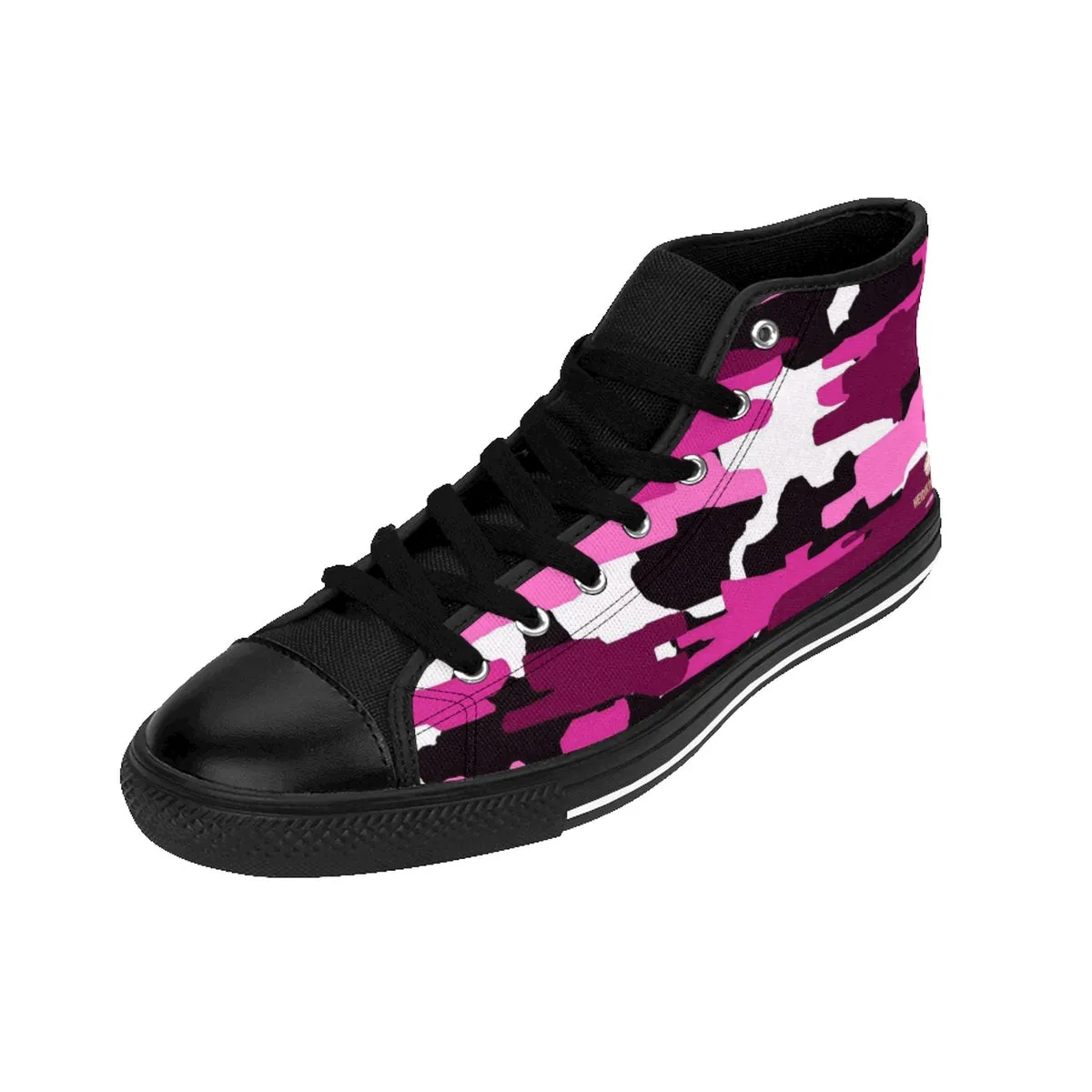 Pink Purple Camo Men's Sneakers, Camouflage Army Military Print Men's High-top Sneakers Tennis Shoes