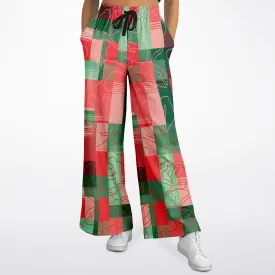 Pink Watermelon Patchwork Plaid Eco-Poly Wide Leg Pants