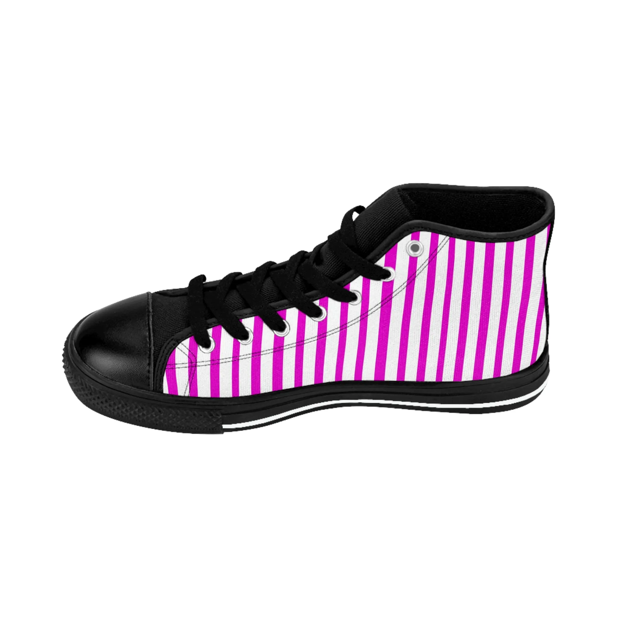 Pink White Striped Men's Sneakers, Modern Stripes Men's Designer Tennis Running Shoes (US Size: 6-14)