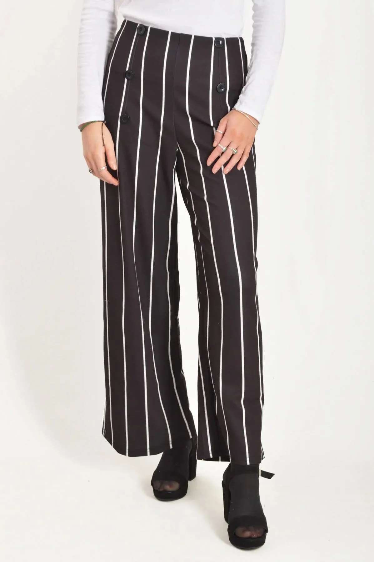 Pinstripe Wide Leg Trousers