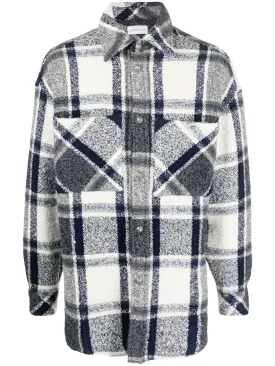 PLAID CHECK-PRINT TWEED SHIRT