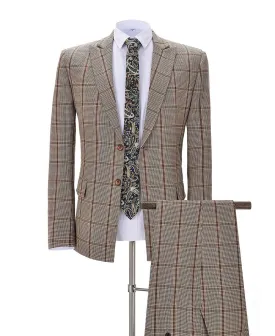 Plaid Peak Lapel 2 Pieces Mens Suit (Blazer Pants)