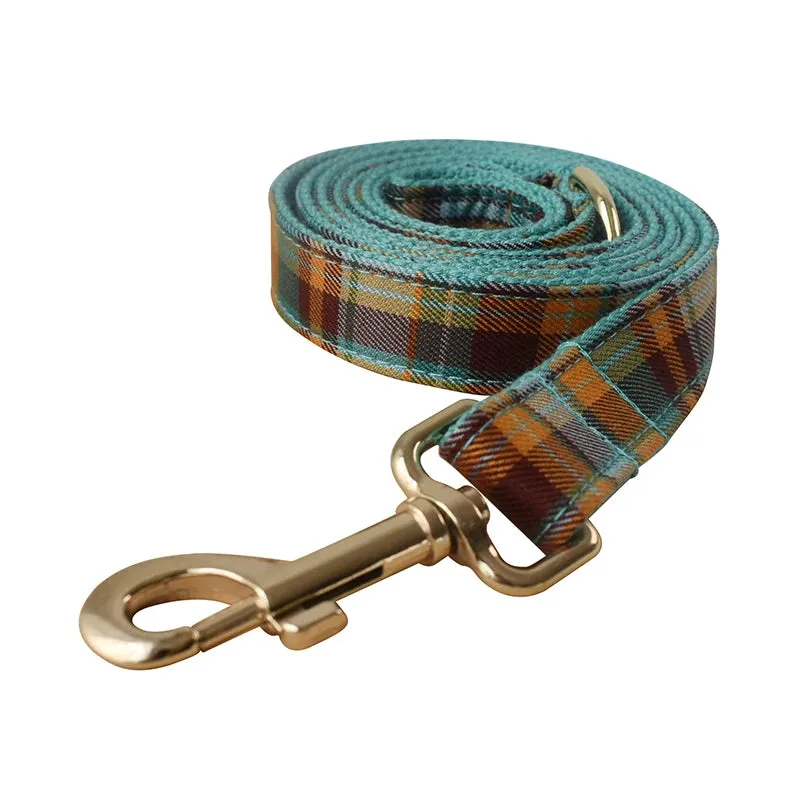 Plaid Pet Leash with Free Engraved ID Tag - Christmas Dog Collars for Small, Medium Dogs | Ideal for Chihuahuas