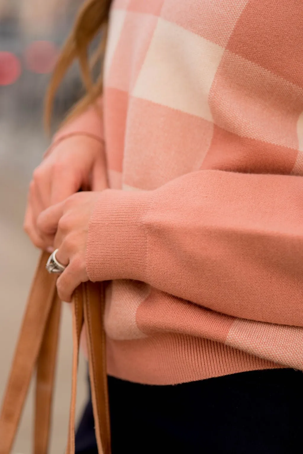 Plaid Solid Accented Sweater