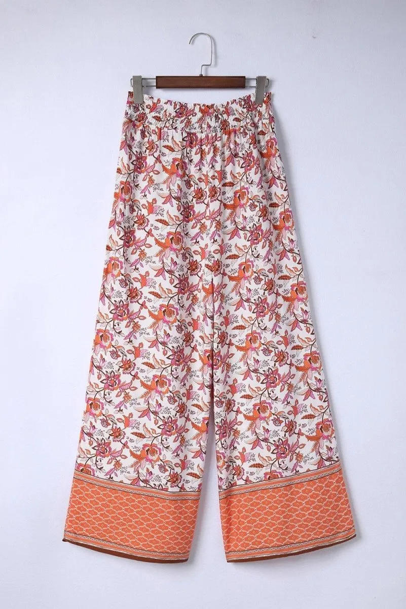 Pleated Coral Bohemian Culottes