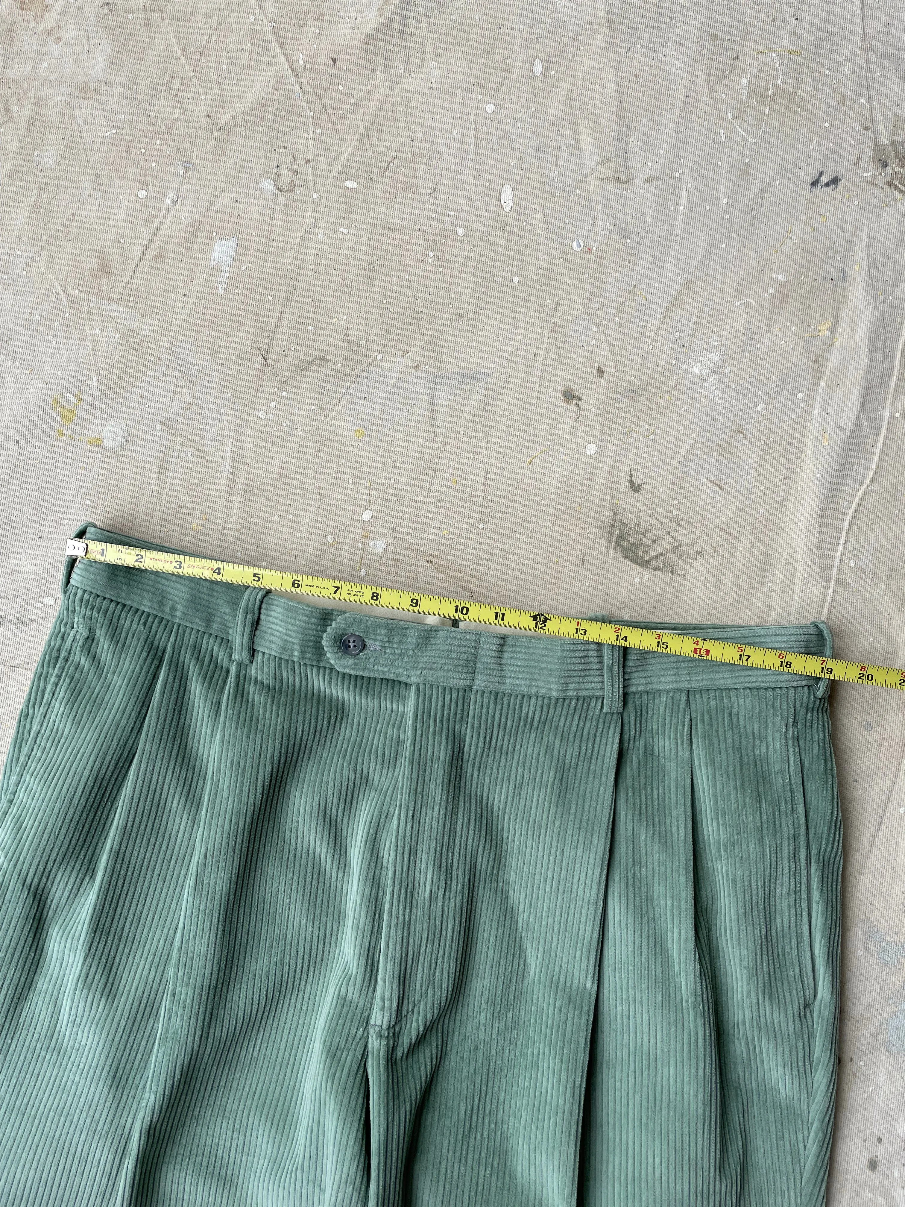 PLEATED CORDUROY PANTS—MINT [38X31]