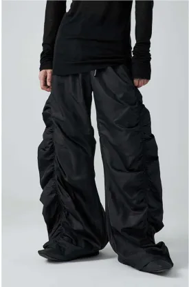 Pleated drawstring casual pants