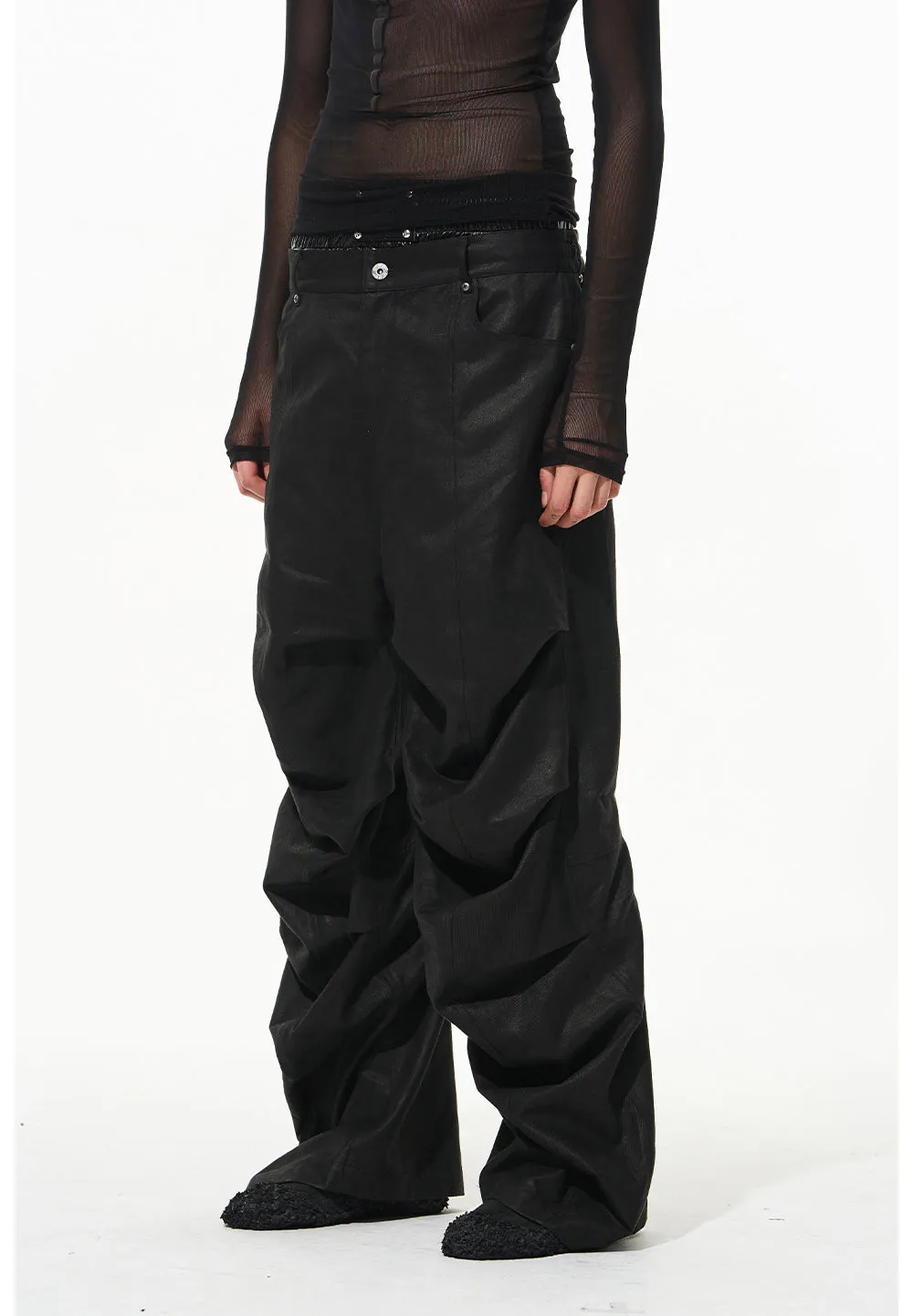 Pleated Plain Casual Work Pants