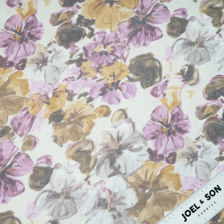 Plum Floral Printed Silk Chiffon