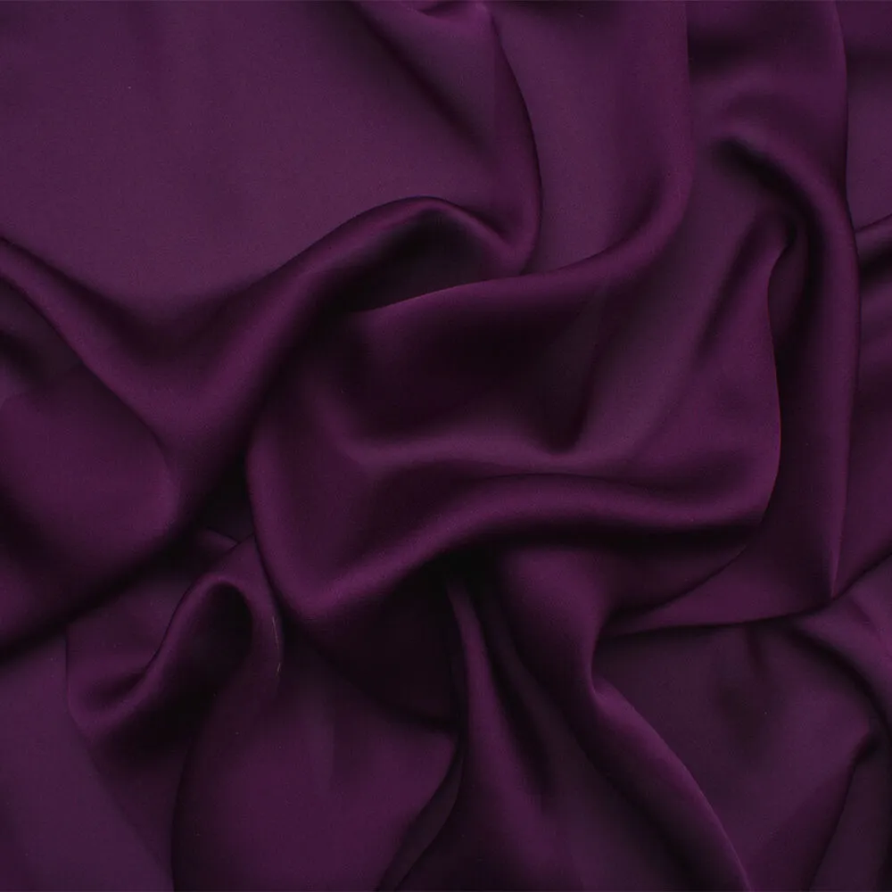 Plum Purple Silk Satinised Chiffon