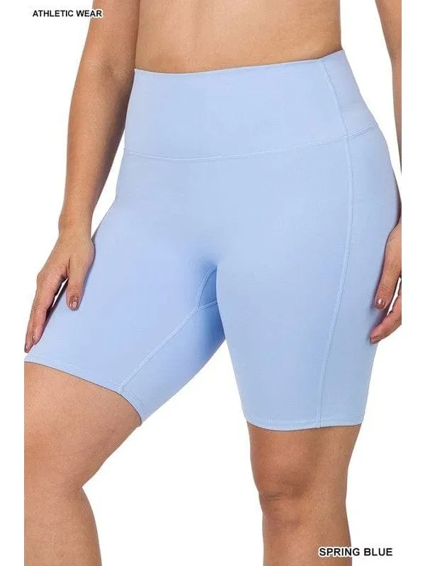 PLUS ATHLETIC HIGH RISE BIKER SHORTS