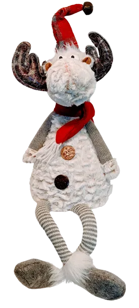 Plush Light Up Sitting Reindeer with Red/White Legs & Arms or Grey/White Legs & Arms