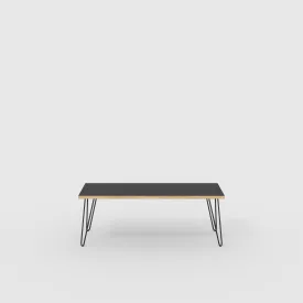 Plywood Bench Seat with Black Hairpin Legs - Formica Diamond Black - 1200(w) x 400(d)