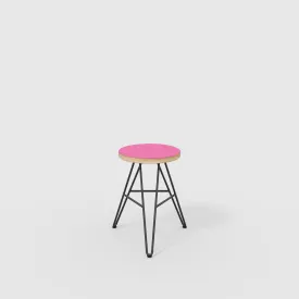 Plywood Stool with Black Hairpin Base - Formica Juicy Pink